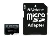 VERBATIM Memóriakártya, microSDXC, 64GB, CL10/U3, 90/45 MB/s, adapter, VERBATIM "PRO"