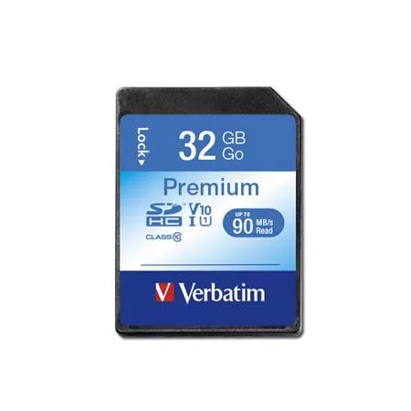 VERBATIM Memóriakártya, SDHC, 32GB, CL10/U1, 90/10 MB/s, VERBATIM "Premium"