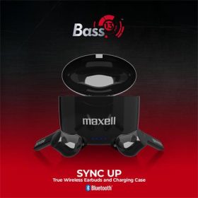   MAXELL Fülhallgató, vezeték nélküli, Bluetooth 5.0, mikrofonnal, MAXELL "Bass 13", fekete