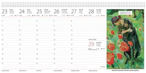 DAYLINER Naptár, asztali, álló, DAYLINER "Művészet világa"
