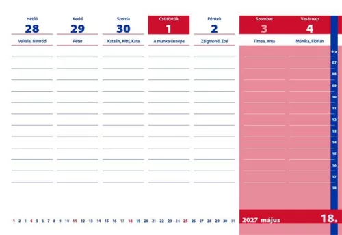 REALSYSTEM Asztali naptár, heti, 2026/2027 tanév, REALSYSTEM