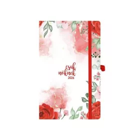   TOPTIMER Naptár, tervező, A5, heti, TOPTIMER, "Csak Nőknek", piros virág