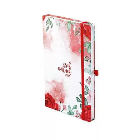 TOPTIMER Naptár, tervező, A5, heti, TOPTIMER, "Csak Nőknek", piros virág