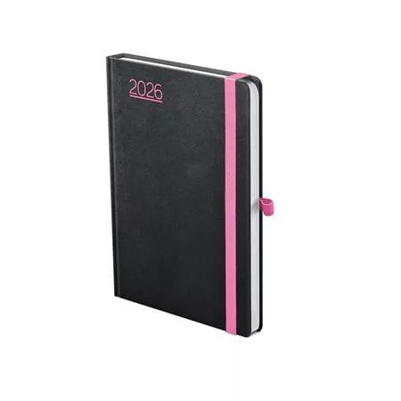 TOPTIMER Naptár, tervező, B6, heti, TOPTIMER, "Nero", fekete-pink