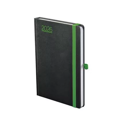 TOPTIMER Naptár, tervező, B6, heti, TOPTIMER, "Nero", fekete-zöld