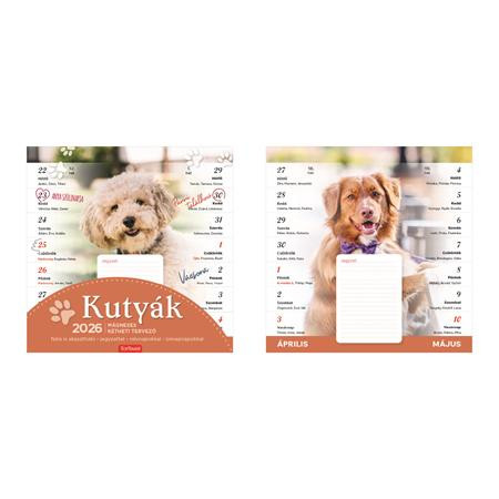 TOPTIMER Naptár, fali, mágneses, kétheti, TOPTIMER, kutyák