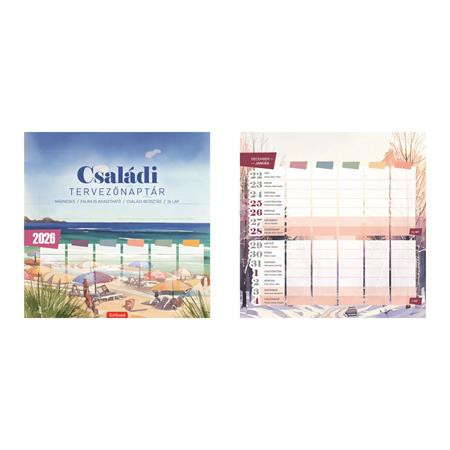 TOPTIMER Naptár, fali, mágneses, kétheti, TOPTIMER, "családi tervező", pasztell