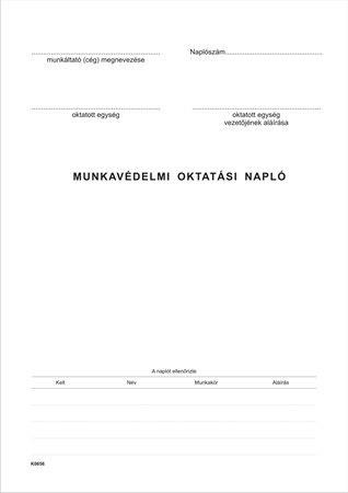 VICTORIA PAPER Nyomtatvány, munkavédelmi oktatási napló, 40 oldal, A4, VICTORIA PAPER, 10 tömb/csomag