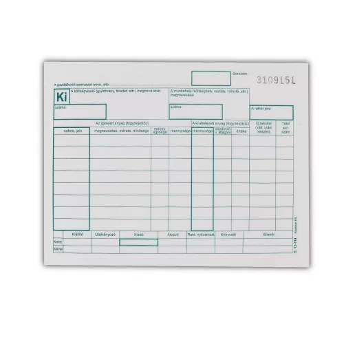 Készletkivételezési bizonylat A5, 25x4lapos 8 tételes B.12-114 Bluering®