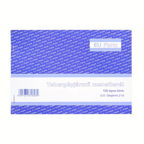 Tehergépjármű menetlevél A5, 100 lapos D.GEPJ.21/5 Bluering®