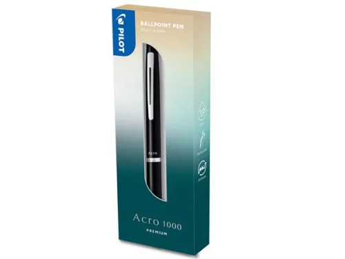PILOT Golyóstoll, 0,32 mm, nyomógombos, fekete tolltest, PILOT "Acro 1000", kék