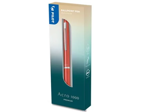 PILOT Golyóstoll, 0,32 mm, nyomógombos, metálpiros tolltest, PILOT "Acro 1000", kék
