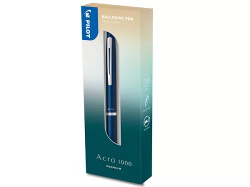 PILOT Golyóstoll, 0,32 mm, nyomógombos, tengerészkék tolltest, PILOT "Acro 1000", kék