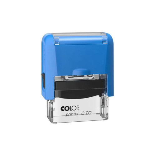 Colop Szövegbélyegző Printer C20 kék átlátszó ház kék párnával 14x38 mm