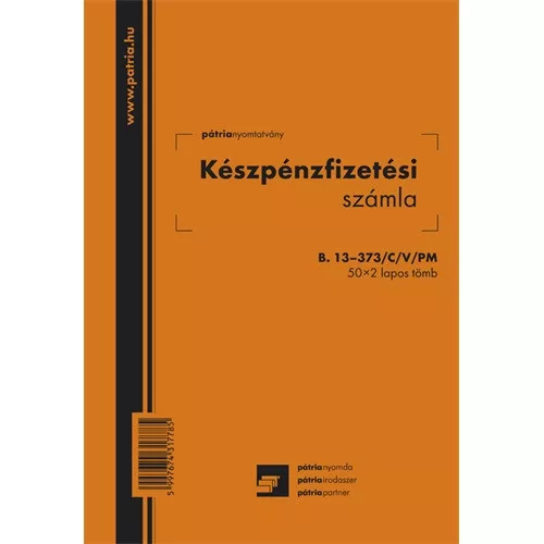 Készpénzfizetési számla 50x2 lapos tömb A/5 álló