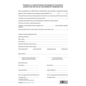   Engedély más tulajdonát képező szgk. használatára 2 lapos garnitúra A/4 álló