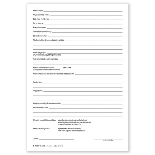 Munkahelyi munkabaleseti napló 24 lapos füzet A/4 álló