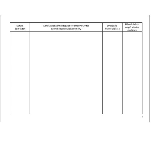 Emelőgépnapló 24 lapos A/5 fekvő