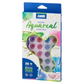 Vízfesték Junior ecsettel, metál színek, 36db-os klt.