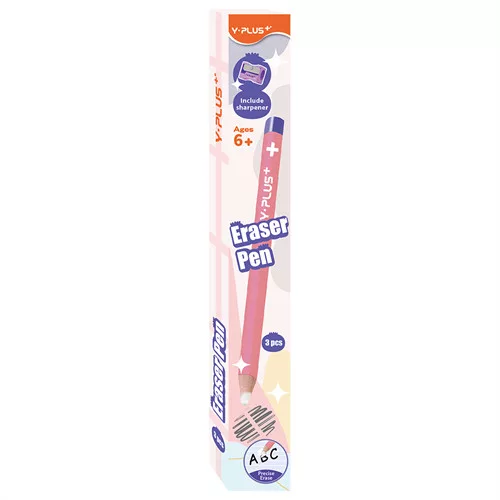 Radírceruzák pink Y-Plus+ hegyezővel