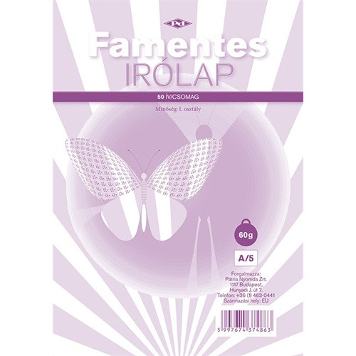 Írólap famentes pd A/5 20-50 borítékos