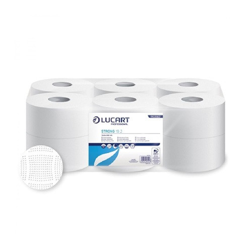 Toalettpapír Lucart Mini Jumbo 2 rétegű 100% cellulóz micro prégelés 130 m 12 tekercs