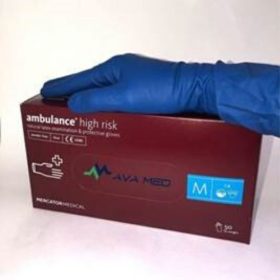   Gumikesztyű Ambulance High Risk kék színű " XL "  (50 db/doboz)