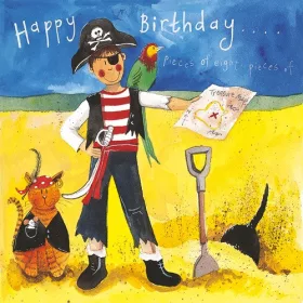   Képeslap Alex Clark borítékkal, 14x14 cm, Kincsvadász HBD