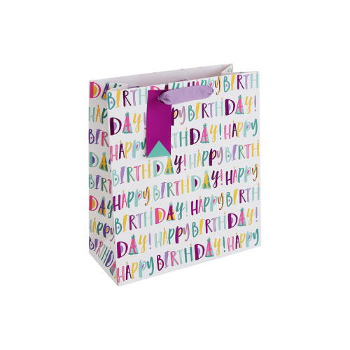 Dísztasak Clairefontaine/Eurowrap 21,5x25,3 cm fehér HBD feliratos