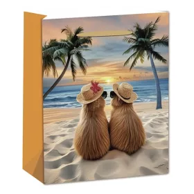 Dísztasak matt 18x23 cm Capybarák és tengerpart