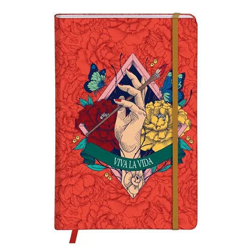 Napló Clairefontaine Frida Kahlo A/6 80 lapos, kemény fedeles, sima, gumis záródás, vegyes minta