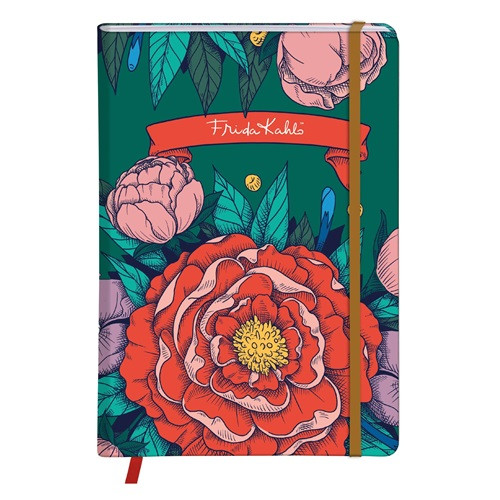 Napló Clairefontaine Frida Kahlo A/5 80 lapos, kemény fedeles, vonalas, gumis záródás, vegyes minta