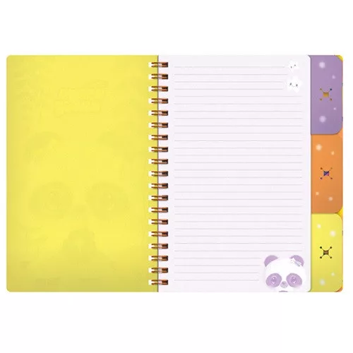 Füzet Bangoberry spirálos, elválasztókkal, 3db Bangobobbal, panda mintával