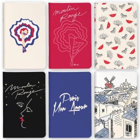   Jegyzetfüzet Clairefontaine Moulin Rouge 7,5x12cm, 24 lapos, sima, vegyes minta