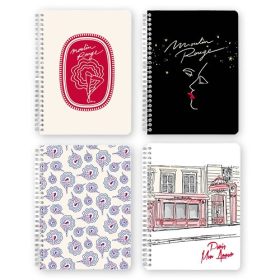   Jegyzetfüzet Clairefontaine Moulin Rouge A/5, spirálos, 74 lapos, vonalas, vegyes minta