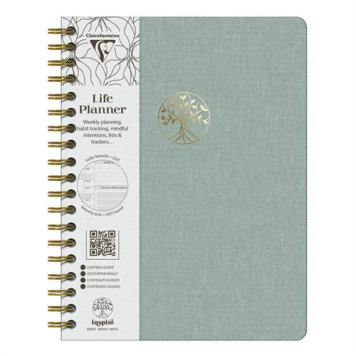 Tervező Clairefontaine Inspire A/5, spirálos, 96 lapos, vegyes minta