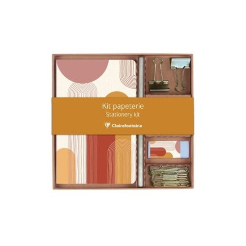 Kollekció Clairefontaine Terracotta, jegyzetfüzet, ceruza, binder csipesz, kapocs, radír
