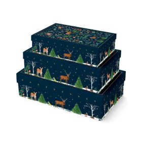   Díszdoboz Clairefontaine/Eurowrap Woodland sötétkék, 3 db