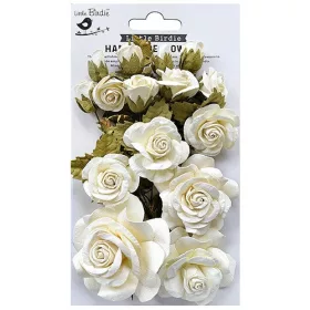   Kreatív dekorvirág Little Birdie Rosalind Shabby Chic Bouquet 21 részes fehér