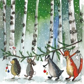   Poháralátét Alex Clark, parafa, karácsonyi erdei állatok