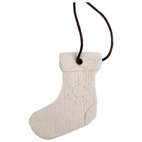   Karácsonyi kerámia akasztós 6 x 7 cm kötött csizma fehér