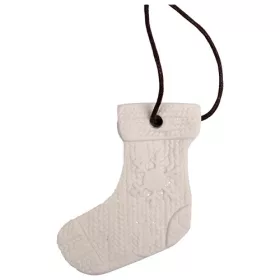   Karácsonyi kerámia akasztós 6 x 7 cm kötött csizma fehér