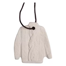   Karácsonyi kerámia akasztós 6 x7 cm kötött pulóver fehér