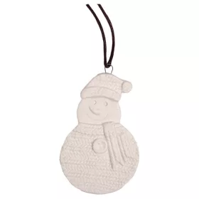   Karácsonyi kerámia akasztós 6 x 8 cm kötött hóember fehér