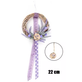 Kopogtató fűzkoszorú, levendulás 22 cm 2 féle
