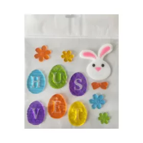 Ablakzselé  nyuszi és tojások 20x25 cm