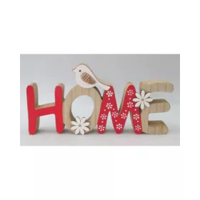 Húsvéti dekor fa Home piros/natur 24x12 cm