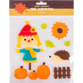 Ablakzselé 20x25 cm madárijesztő sünivel és tökkel