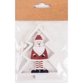 Karácsonyi dekor fa akasztós 8x10 cm Mikulás fenyőben