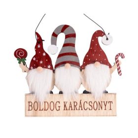   Kopogtató fa 20x28 cm három Orrszakáll, Boldog Karácsonyt
